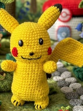 Handmade Yellow Crochet Pikachu-Inspired Plush